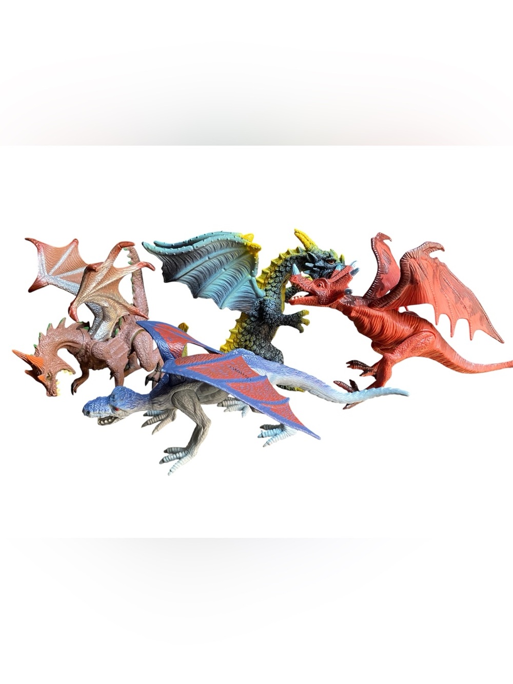 Lot Of 4 Kid Galaxy and Chap Mei Plastic Dragon Toy Figures Mythical Creatures